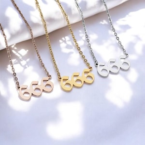 Angel Number Necklace for Women & Men – Stainless Steel 111 222 333 444 555 666 777 888 999 Pendant Jewelry