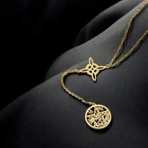 Collar con pentagrama y nudo de bruja – Amuleto de protección de acero inoxidable, joyería wiccana pagana para hombres y mujeres