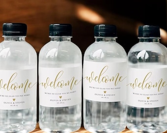 Personalized Water Bottle Labels for Wedding and Parties | Custom Name & Date Stickers | Bridal Shower, Birthday, Thank You Favor