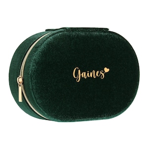 Borsa portagioie in velluto con nome personalizzato / Borsa in velluto personalizzata da donna / Azzurro, rosa, beige, verde scuro / Piccola borsa portaoggetti