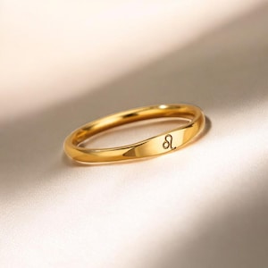 Zodiac Sign Ring – 12 Constellations Stainless Steel Astrology Ring, Aries, Virgo, Sagittarius Aesthetic Jewelry for Women