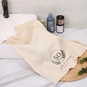 Personalized Couple Towels – Custom Cotton Hand Towels with Two Names, Wedding or Anniversary Gift