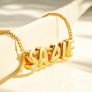 Collar con letra de burbuja 3D personalizado / Pulsera con nombre inicial personalizada / Regalo de joyería minimalista para mamá, ella o niñas