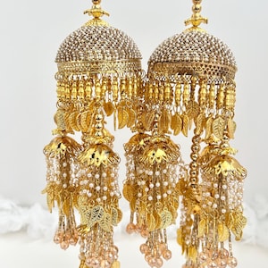 Golden Wedding Kaleera: Wedding Pair Of Sikh Religious Bridal Kaleere Kallire/ Hand Hanging Kalera