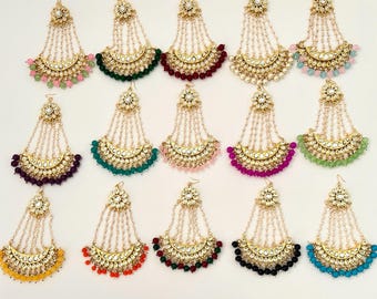Kundan Jhoomer/Side Passa: Wedding reception Party Wear Hair Accessory Jhumar.
