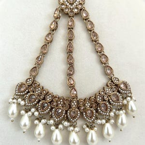 Gorgeous Pakistani jhumar/ bridal jhumar/bridal pasaa/ antique gold/ Dull gold jhoomar/passa/ reverse AD hair jewelry/ Indian weddings