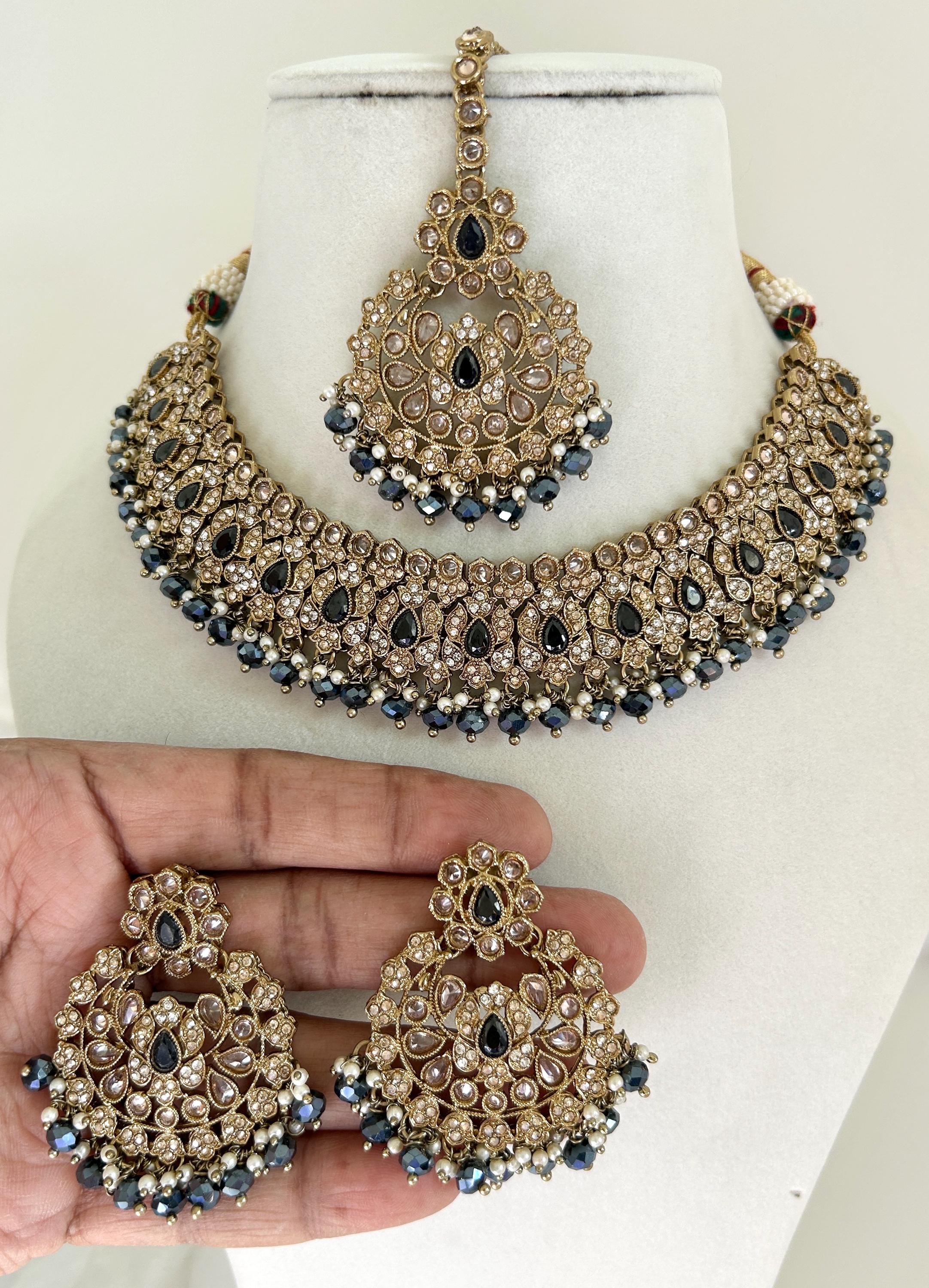 Antique/dull Gold Indian/pakistani Weddings Necklace Earrings and