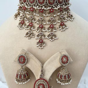 Conjunto de collar nupcial AD inverso/Conjunto de collar Kundan Polki/Conjunto de collar Polki de compromiso/Conjunto de collar de oro antiguo/Joyas de Bollywood/9 colores