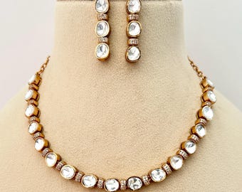 Rose Gold Tyaani Inspired Necklace set: Indian/Pakistani wedding reception Bridal Jewelry.