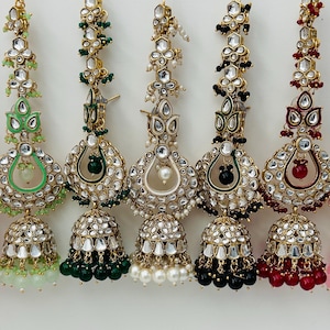Gorgeous Kundan Earrings/Jhumka with saharey/Indian Bridal Jhumka/celebrity earring/Indian weddings/Punjabi/Pakistani/bridals jhumka/ 7color