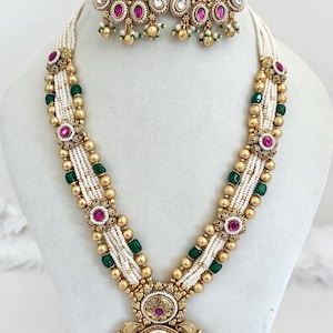 Gorgeous gold plated long Necklace/ Golden rani Haar/ Indian/Punjabi/Pakistani Weddings/ celebrity/Bollywood jewelry/ Rani haar/ mala set
