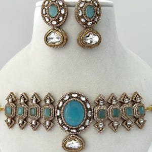 Stunning Indian kundan choker/Indian kundan Polki choker/Celebrity Kundan Jewellery/uncut kundan necklace/premium wedding choker/Turquoise