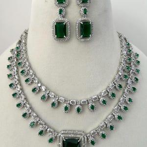 Amerikaanse diamanten ketting set/AD ketting set/ CZ ketting/ Strass ketting/ Indiaas/Pakistaanse bruiloft/Zirkonia ketting/smaragd