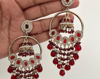 Kundan Jhumka Dangle Earrings: Indian Pakistani Wedding Jewelry