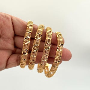 Gorgeous Gold Plated Bangle/Wedding Jewelry Bangle/Golden Bracelets/Indian Bridal Bangle/Gold Bracelet/Stackable Bangle/cuff style bangle