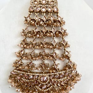 Gorgeous Pakistani jhumar/bridal jhumar/bridal pasaa/ antique gold/ Dull gold jhoomar/passa/ reverse AD hair jewelry/ Indian weddings/