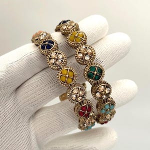 Rainbow metal bangles/ antique/dull gold bangles/Indian bangles/Punjabi bangles set/multicolor bangles/ Indian/Pakistani weddings/ rainbow
