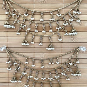 Antique Ear Chain/dull gold share/chain for earrings and Jhumkas/polki hair accessories/saharey/bahubali share/indian weddings jewelry