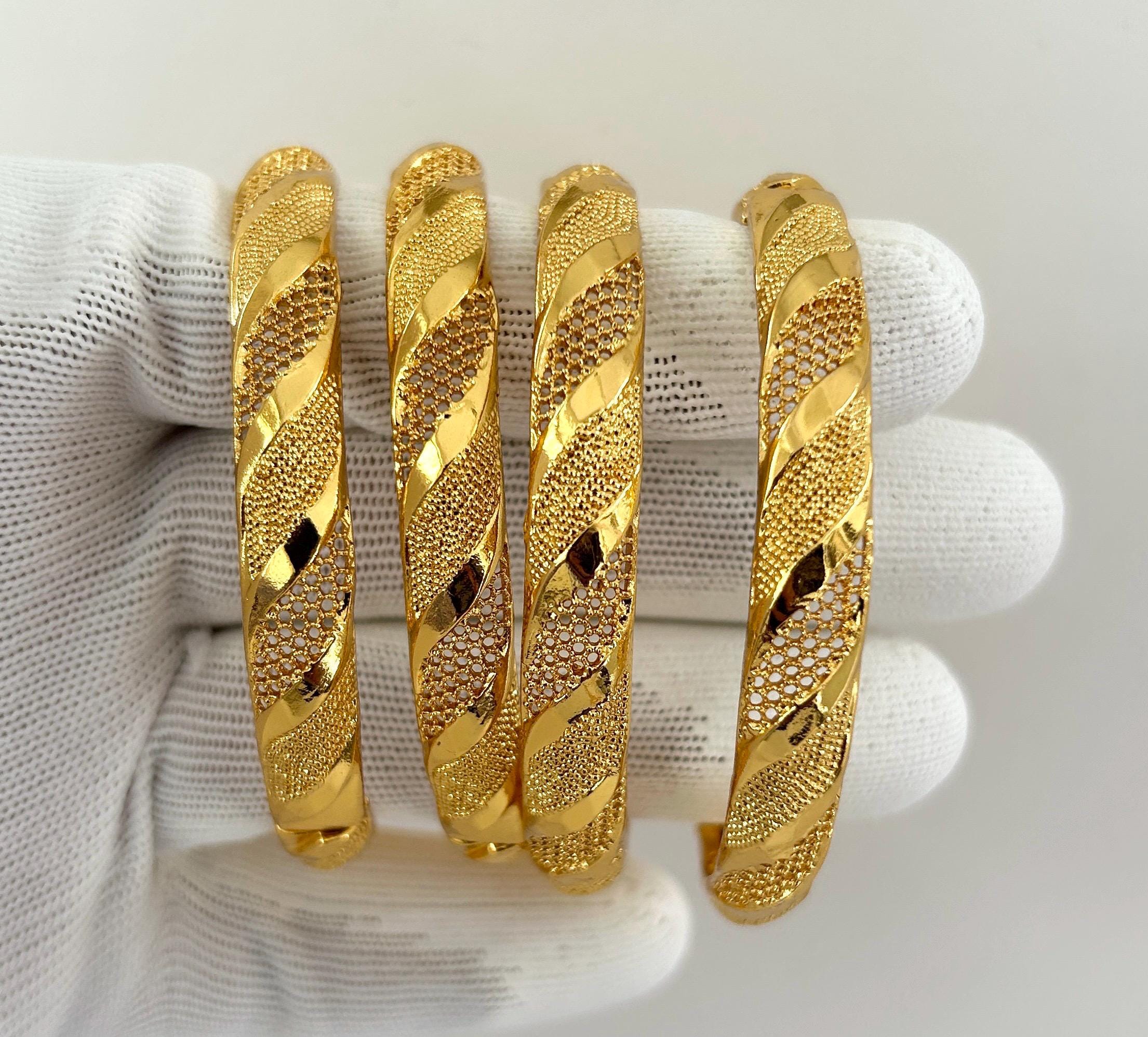 Gold Plated Indian Bangles/karey: Openable Dubai Style Bracelets