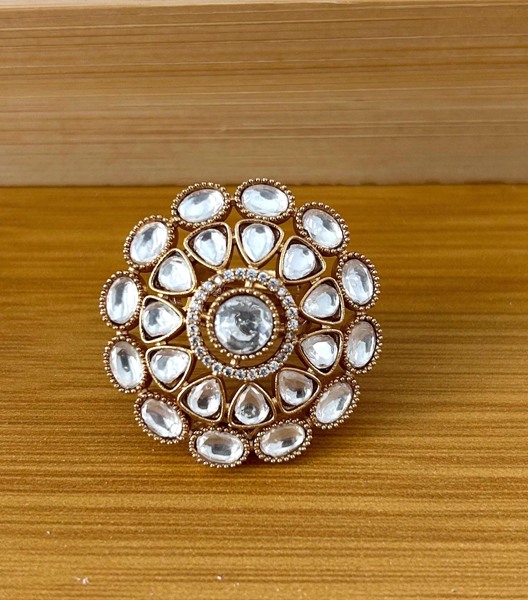 Premium quality Kundan Ring/uncut kundan Ring/Adjustable Ring/Indian Ring/Pakistani Jewelry/Indian kundan Jewelry/ Bollywood Jewelry/rings