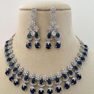 American diamonds Necklace/CZ necklace/Cubic zirconia necklace/rhinestone necklace/celebrity AD necklace/stones/crystal necklace/sapphire
