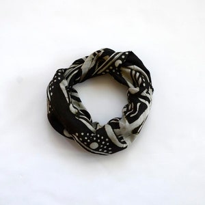 Black Bandana / Soft Cotton Silk Satin Neck Scarf / Plant Dyed Neckerchief / Hand block printed square scarf KATHAK image 4