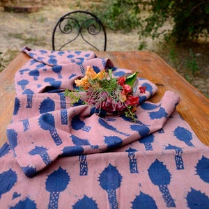 Pink RUNNER / Floral Garden print / organic cotton / Pink Wedding Table Decor Pink Rani sample runner image 1