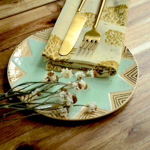 Block Print Mustard floral yellow gold organic dining napkins cotton cloth christmas gift wedding linen Home tabletop napkin - PINA SAMPLE