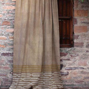 Tenda con stampa a blocchi neutri, tendaggio in cotone tinto naturale Boho, pannello per finestra largo 56 pollici per soggiorno o camera da letto / tenda RA