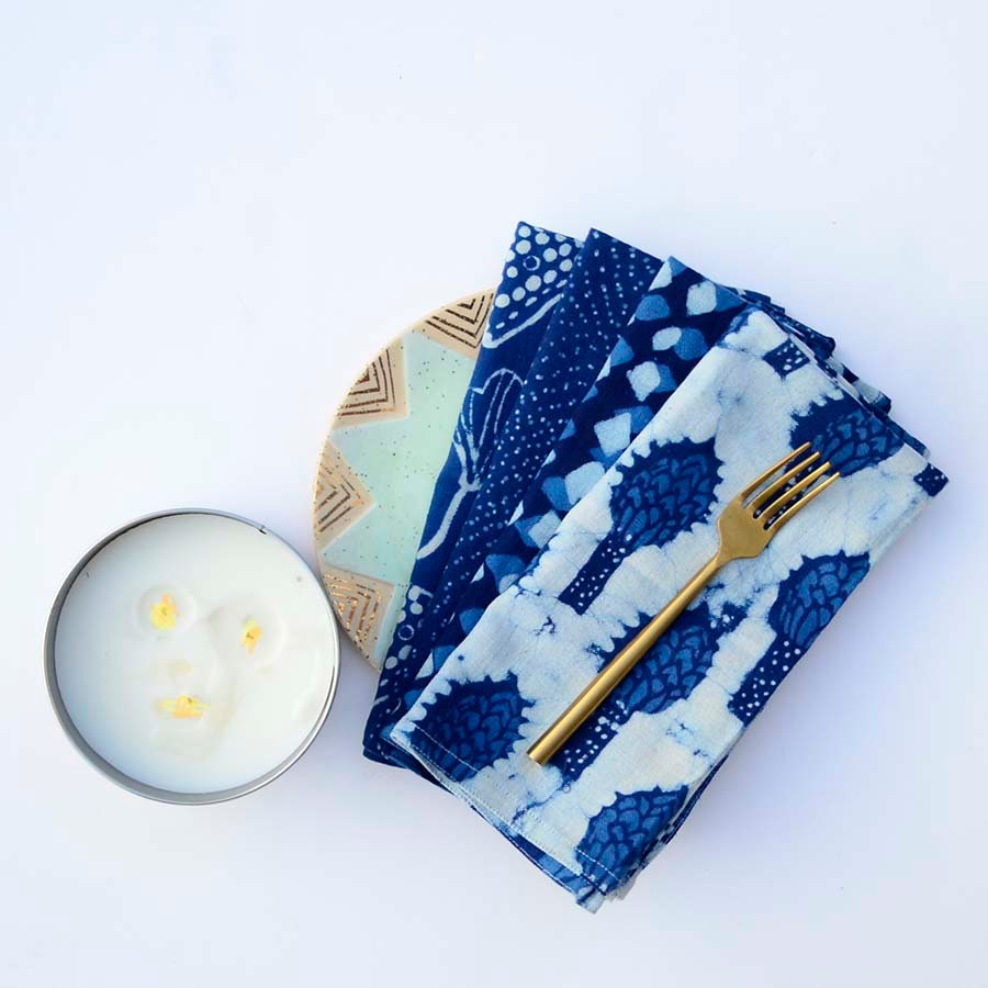 table Serviettes Bleu