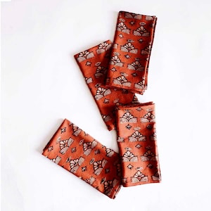 Orange Napkins for wedding Home Dining Table Plant Dyed, Block Printed Table Linens - TOPHA