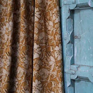 Yellow curtains panels window curtains treatment mustard printed home living houseware - Hope Floral drapes