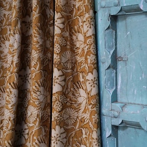 Yellow curtain panel window curtain treatment mustard printed home living houseware, One panel - Hope Floral Drape