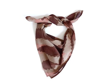 Handmade Cotton Silk Bandana, Naturally Dyed Block Print Head Scarf, Eco Friendly Hair Accessory - Aruba Sample