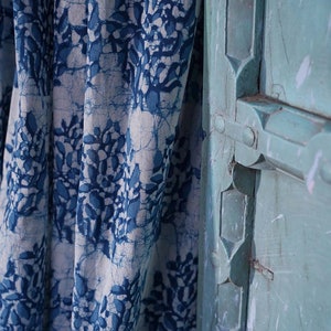 Indigo blue and white bedroom window curtain is sold per Panel cotton hand block printed Home and Living LEAH image 8