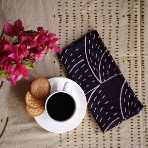 Black and white Stripe Fabric Napkin / block printed and Plant Dyed table lInens / reusable classic organic cotton NIMBU image 7