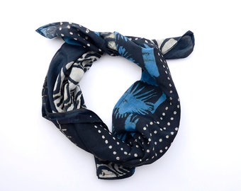 Bandana black and white / unisex / for men women / silk face cover head wrap / stripes / hair style / gift under 30 Bohemian scarves SAMPLE