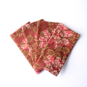 Floral Block Print cloth Napkin Hand Dyed / sustainable holiday gift house warming / organic cotton table linens - Forget me not SAMPLE