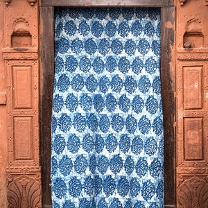 Indigo blue and white bedroom window curtain is sold per Panel cotton hand block printed Home and Living LEAH image 2