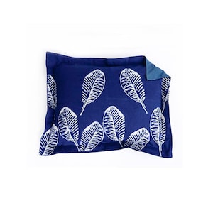 Indigo Blue Standard Sham, Cotton Sateen soft pillow, Leaf print pillow cover, Block Printed - Dessert Leaf Sample Sale