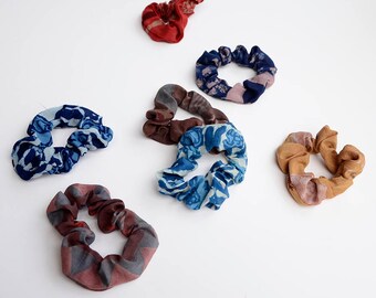 soft Hair scrunchies set of 2 / hair care accessories / Plant Dyed / gifts under 15 zero waste / Cotton SILK hair ties
