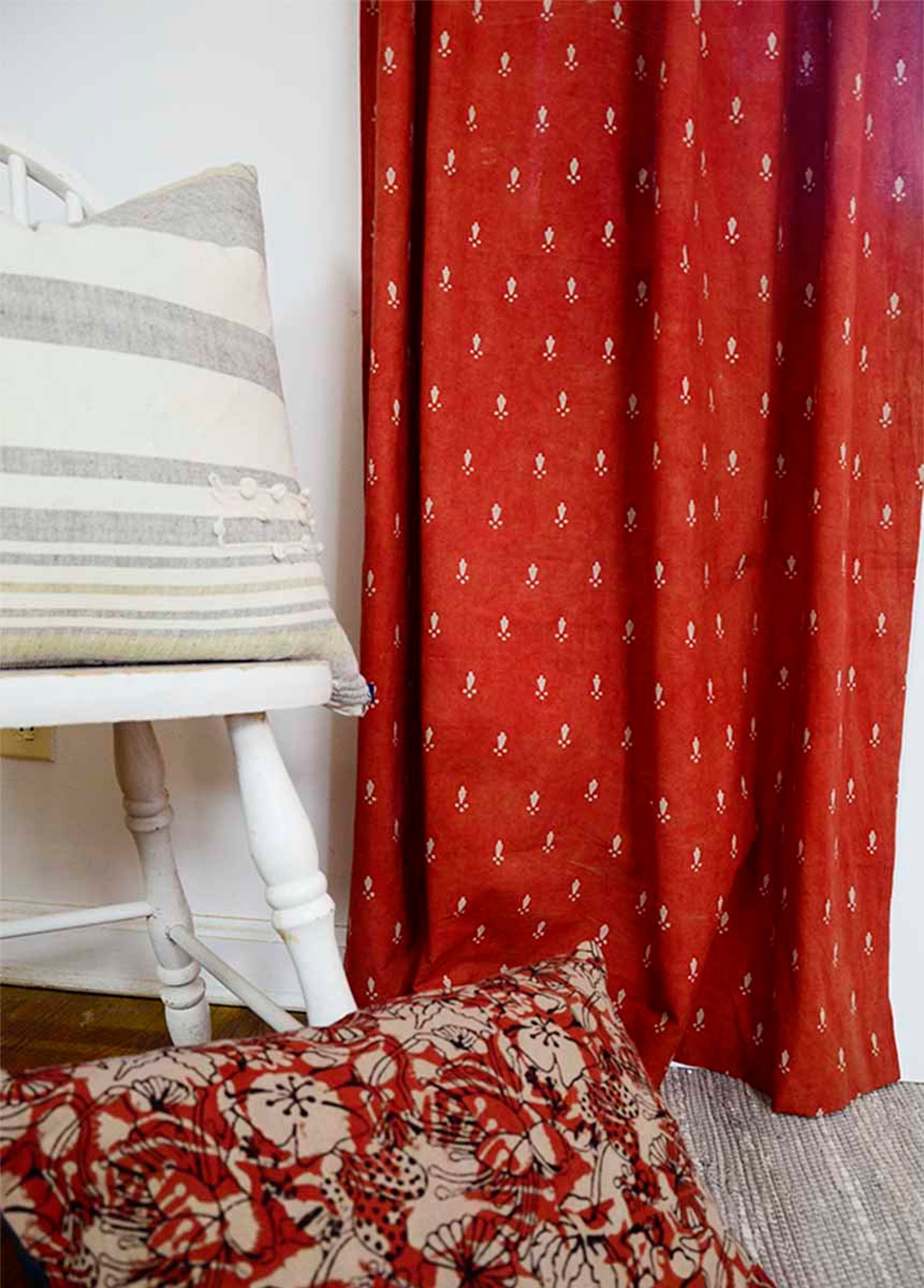 Red window curtain panels 96in kitchen drapes living room Etsy