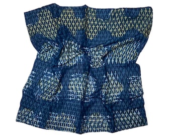 Abstract Bandana, Large Block Print Cotton Silk Scarf Father’s Day Gift - Samira