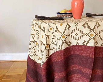 Golden Yellow Rectangular Tablecloth / Plant Dyed / Organic Cotton Table Linen / Block Printed Textiles / Wedding - MANJHA SAMPLE
