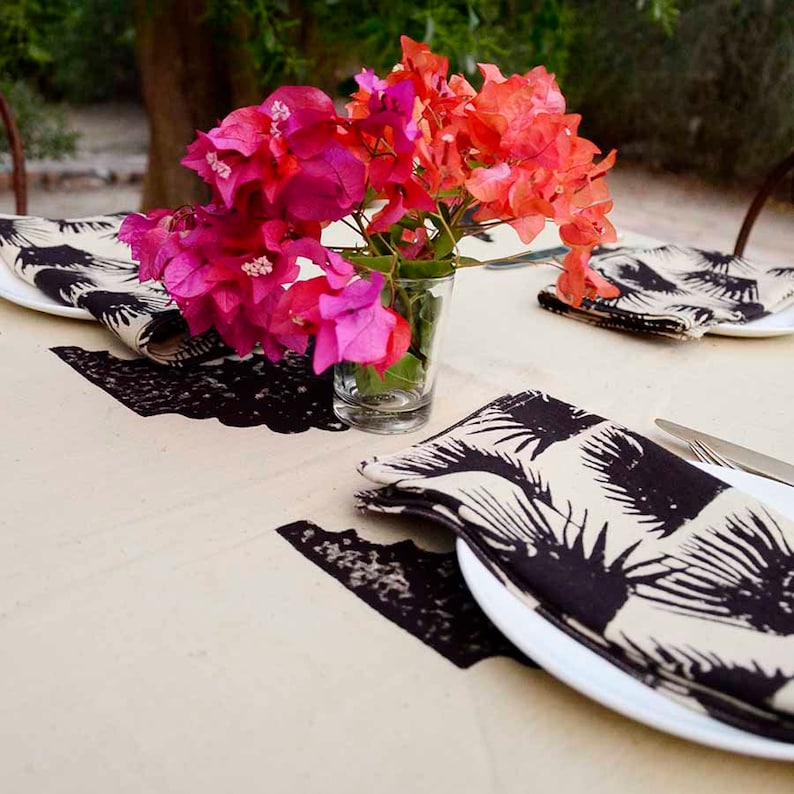 Bohemian Cloth Napkins Black Beige Cotton SAMPLE SALE Mud Etsy