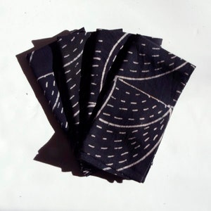 Black and white Stripe Fabric Napkin / block printed and Plant Dyed table lInens / reusable classic organic cotton NIMBU image 6