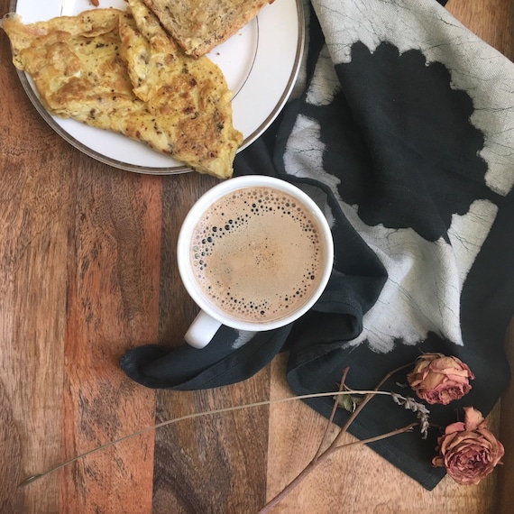 Schwarz weiße Servietten, Blockprint, Schlammtuch, Bio