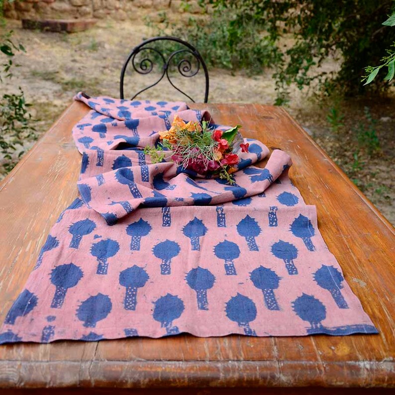 Pink RUNNER / Floral Garden print / organic cotton / Pink Wedding Table Decor Pink Rani sample runner image 3