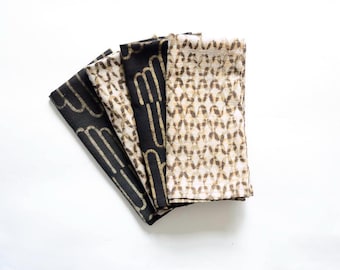 Neutral Dinner Napkins Set of 4 Organic Cotton Graphic Block Print Table Decor – Cinder