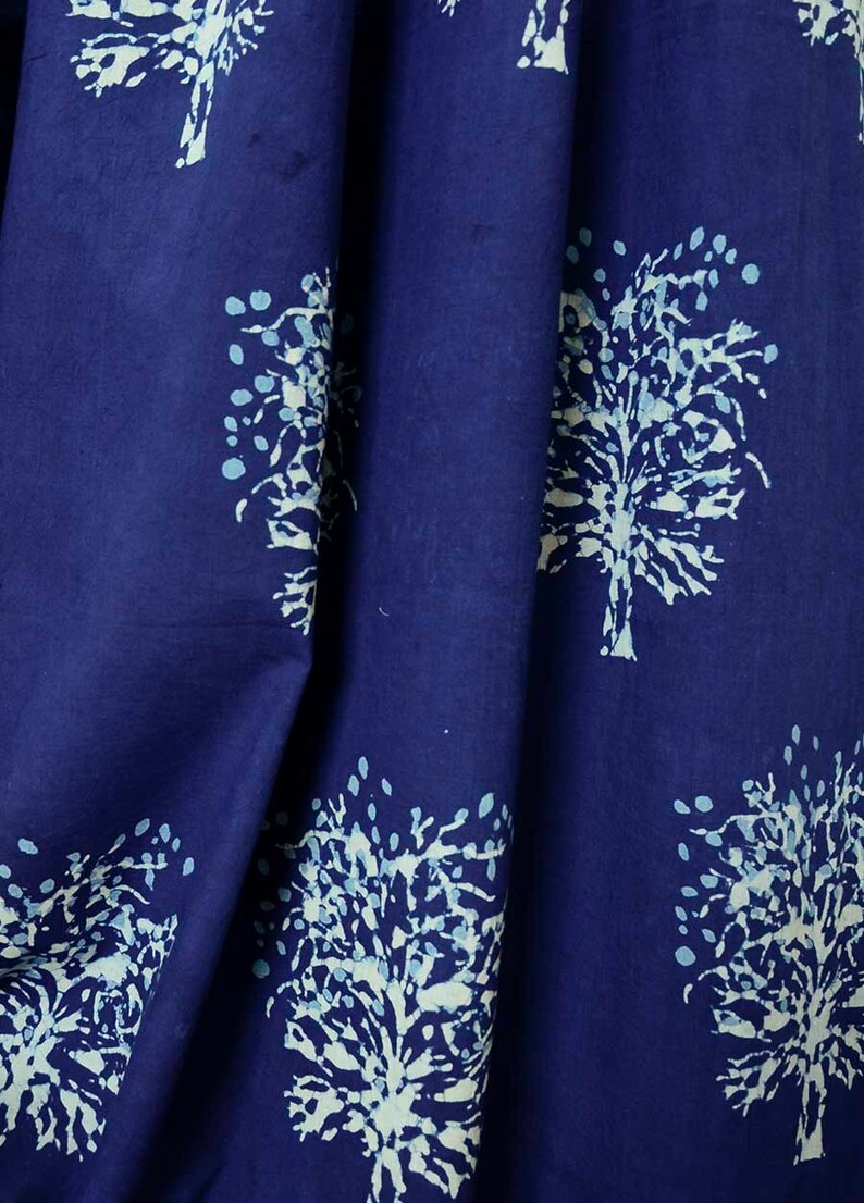 Indigo curtains window curtain Indigo blue bedroom is sold per Panel 44x84 hand block printed Cotton Home and Living Tree image 3